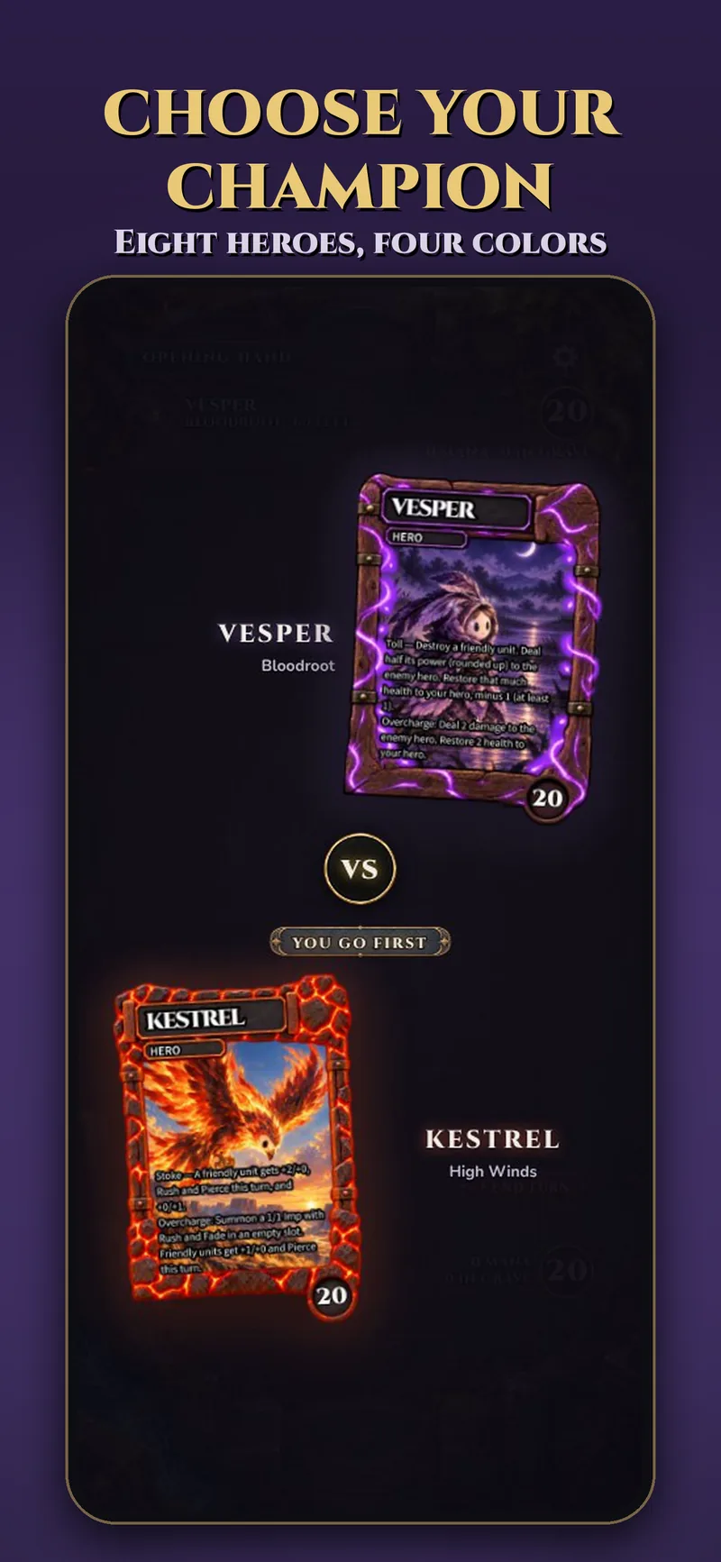 Choose your champion: Vesper versus Kestrel