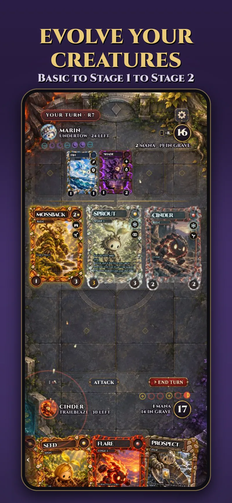 Evolve your creatures: a Sprout on the board